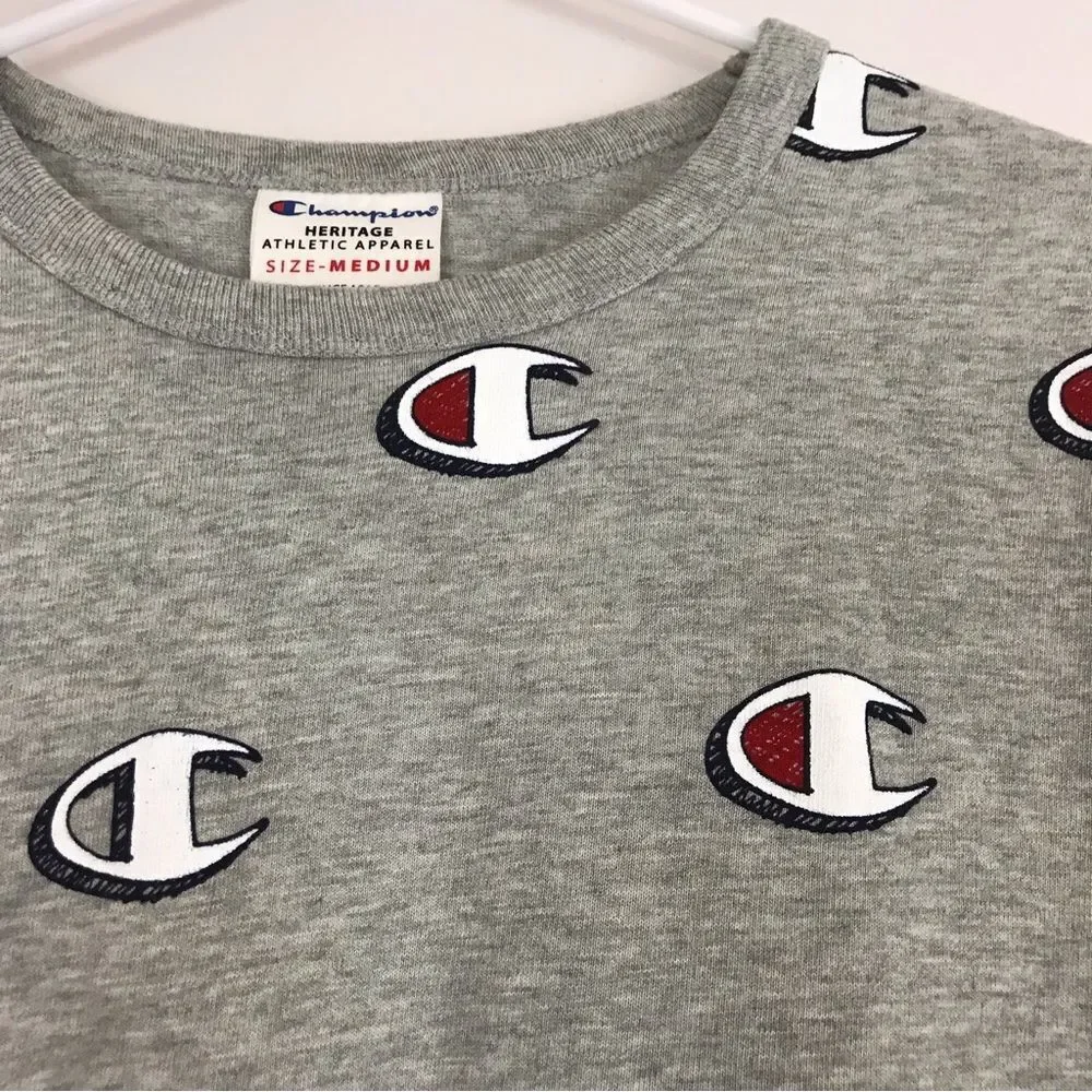Champion Heritage Athletic Apparel Men’s Medium Gray Tee T-shirt Crew Neck